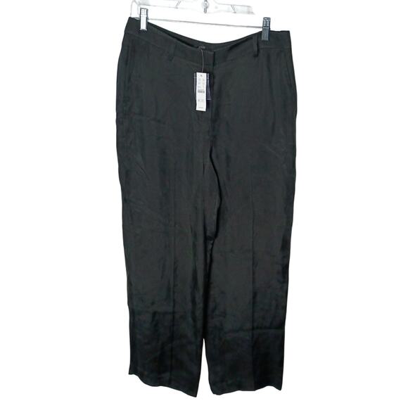 J. Crew Women 10 Black Flat Front Drapey Cupro Blend Trousers Dress Pants NWT - Picture 3 of 8